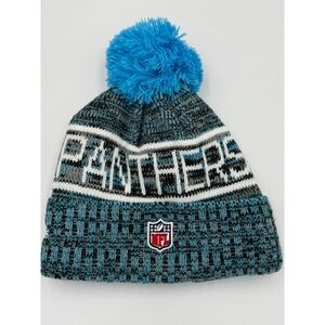 New Era Carolina Panthers 2025 NFL Sideline Collection Knit Beanie Hat Blue Pom